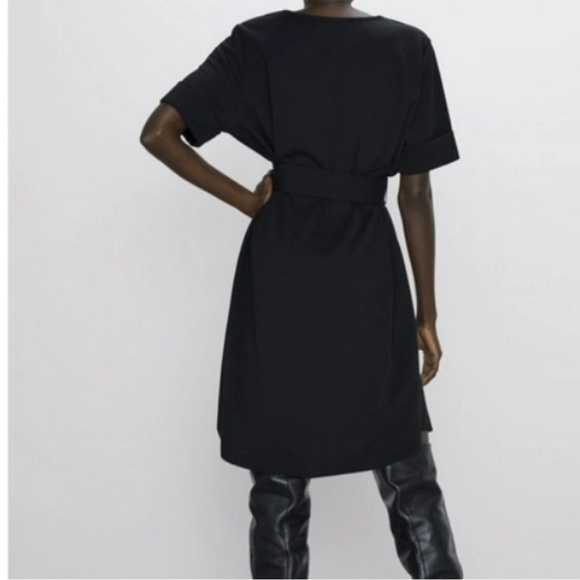 Zara V Neck Waist Tie Mini Dress - Picture 2 of 4